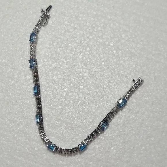 Blue Topaz & CV 7.5 Tennis Bracelet In Gift Box; For Kitty Rescue!